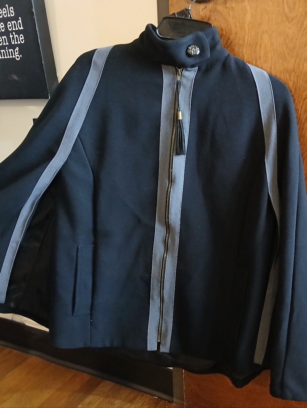 NWT/ vintage SHARIF COUTURE black & grey cape coat